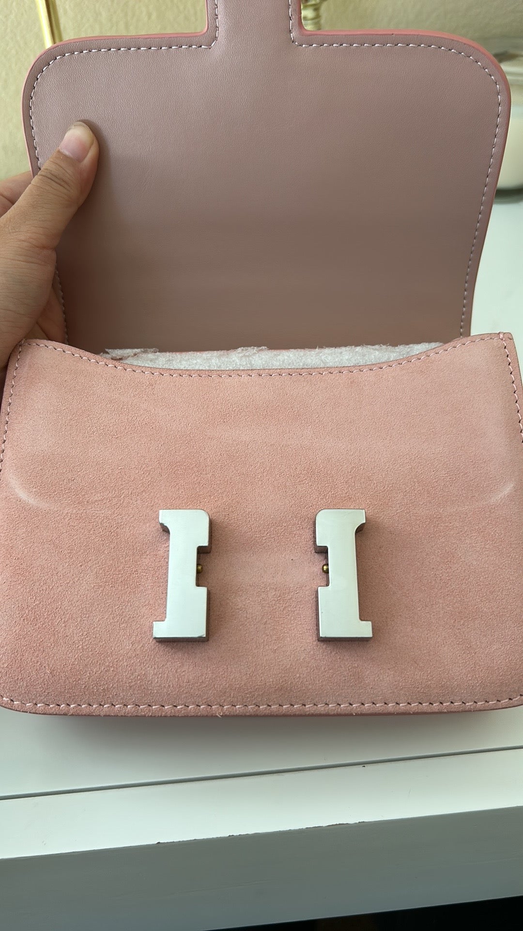 Classic H Box Bag Light Pink Suede
