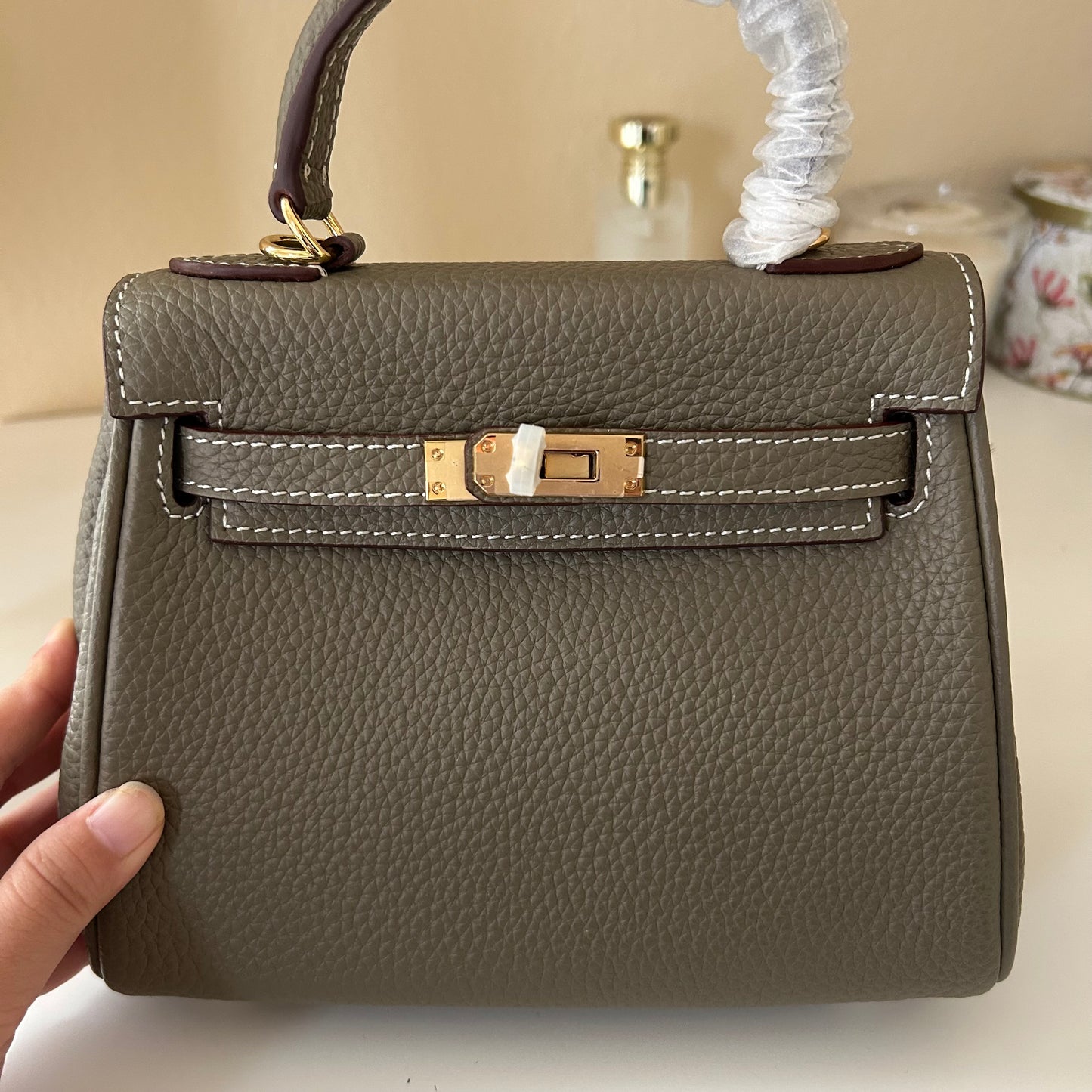 Top Handle Leather Satchel 20cm Etaupe