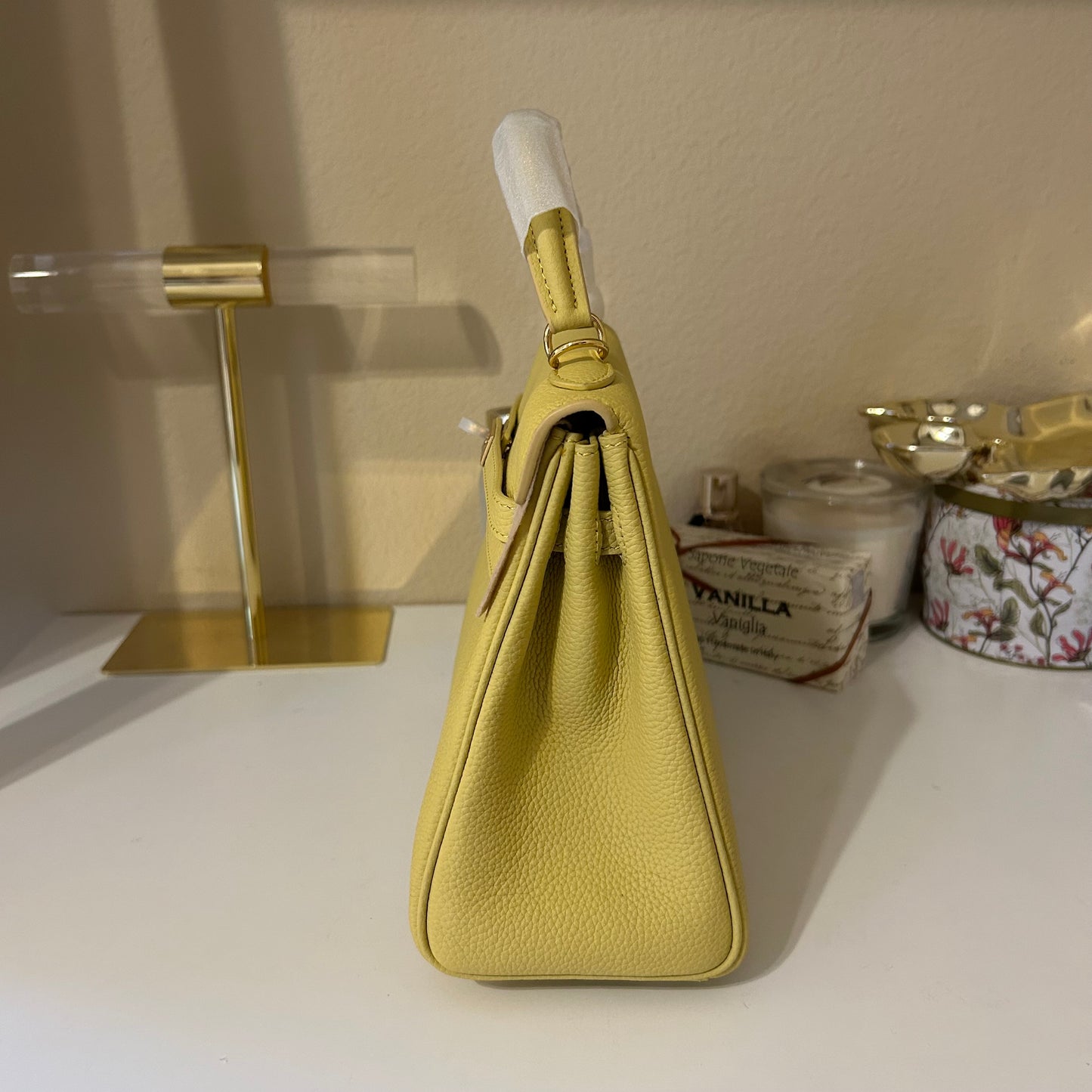 Top Handle Belted Satchel 25cm Light Yellow