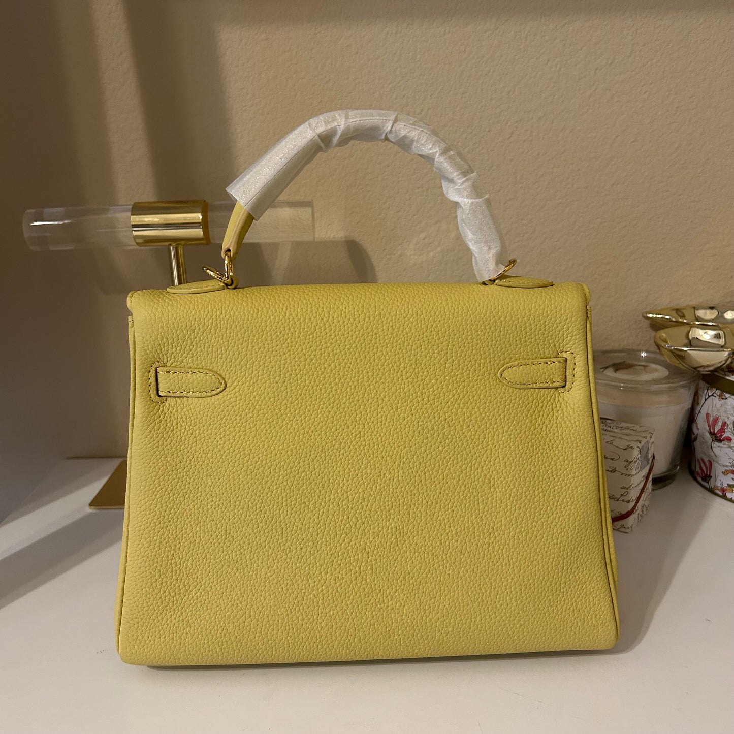 Top Handle Belted Satchel 25cm Light Yellow