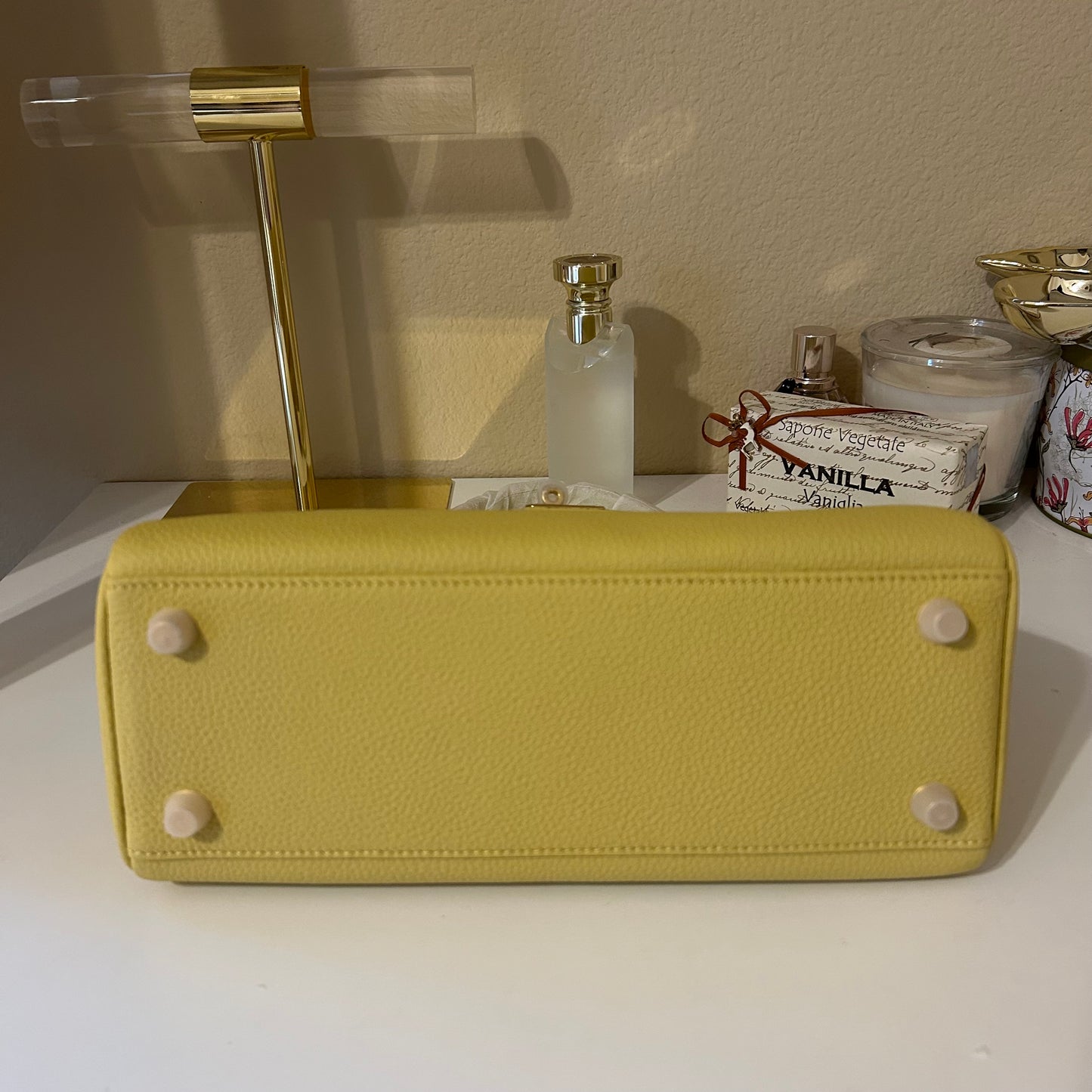 Top Handle Belted Satchel 25cm Light Yellow