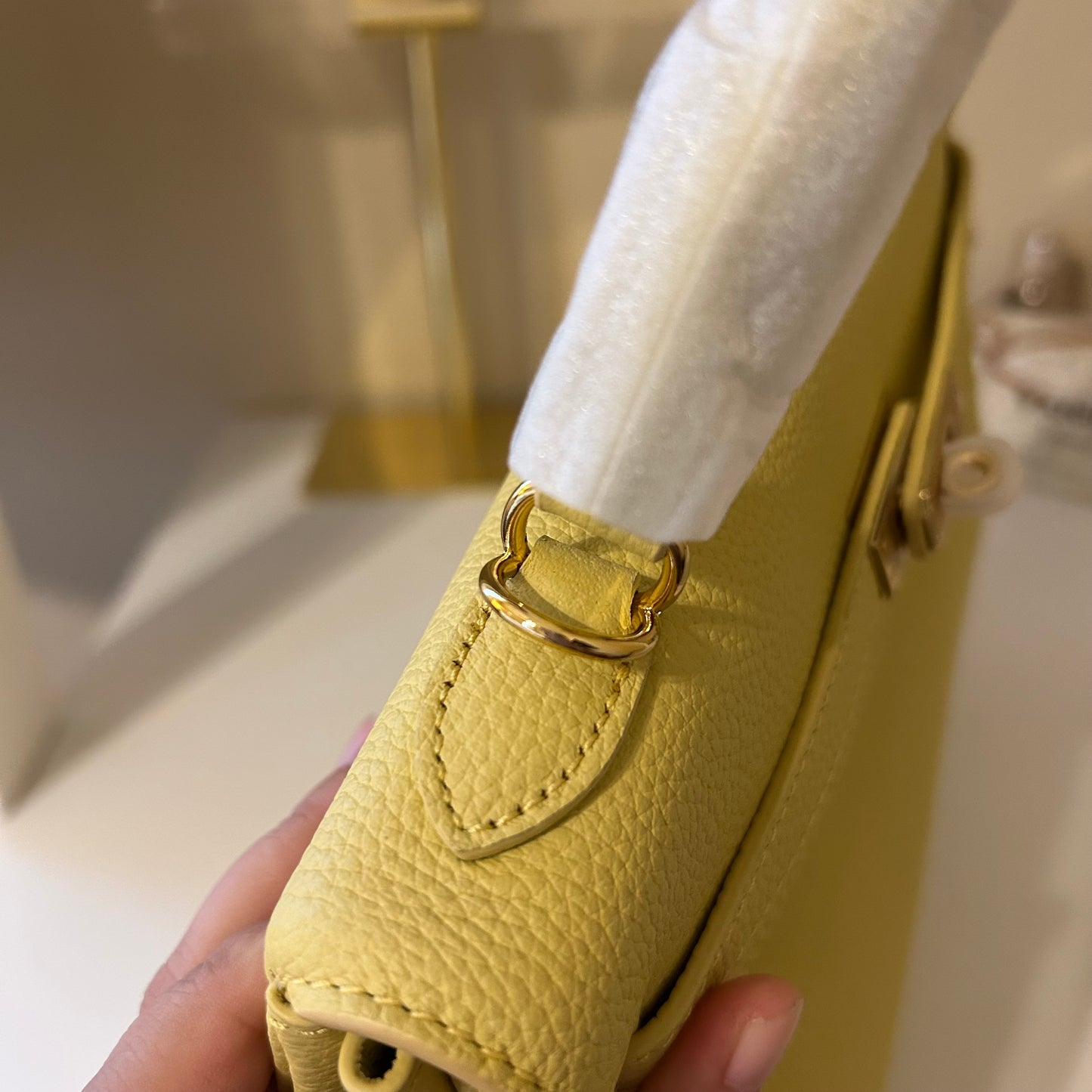 Top Handle Belted Satchel 25cm Light Yellow
