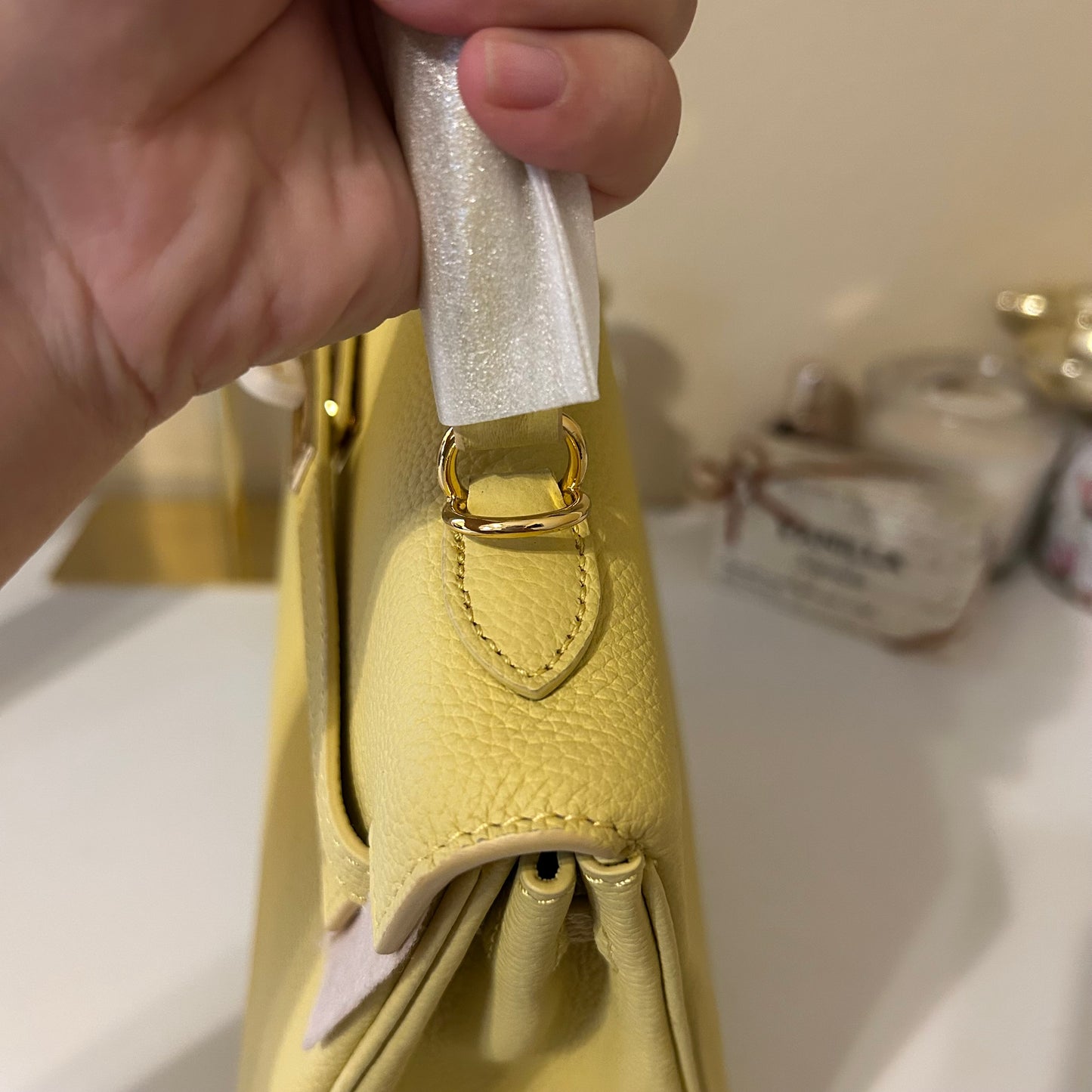 Top Handle Belted Satchel 25cm Light Yellow