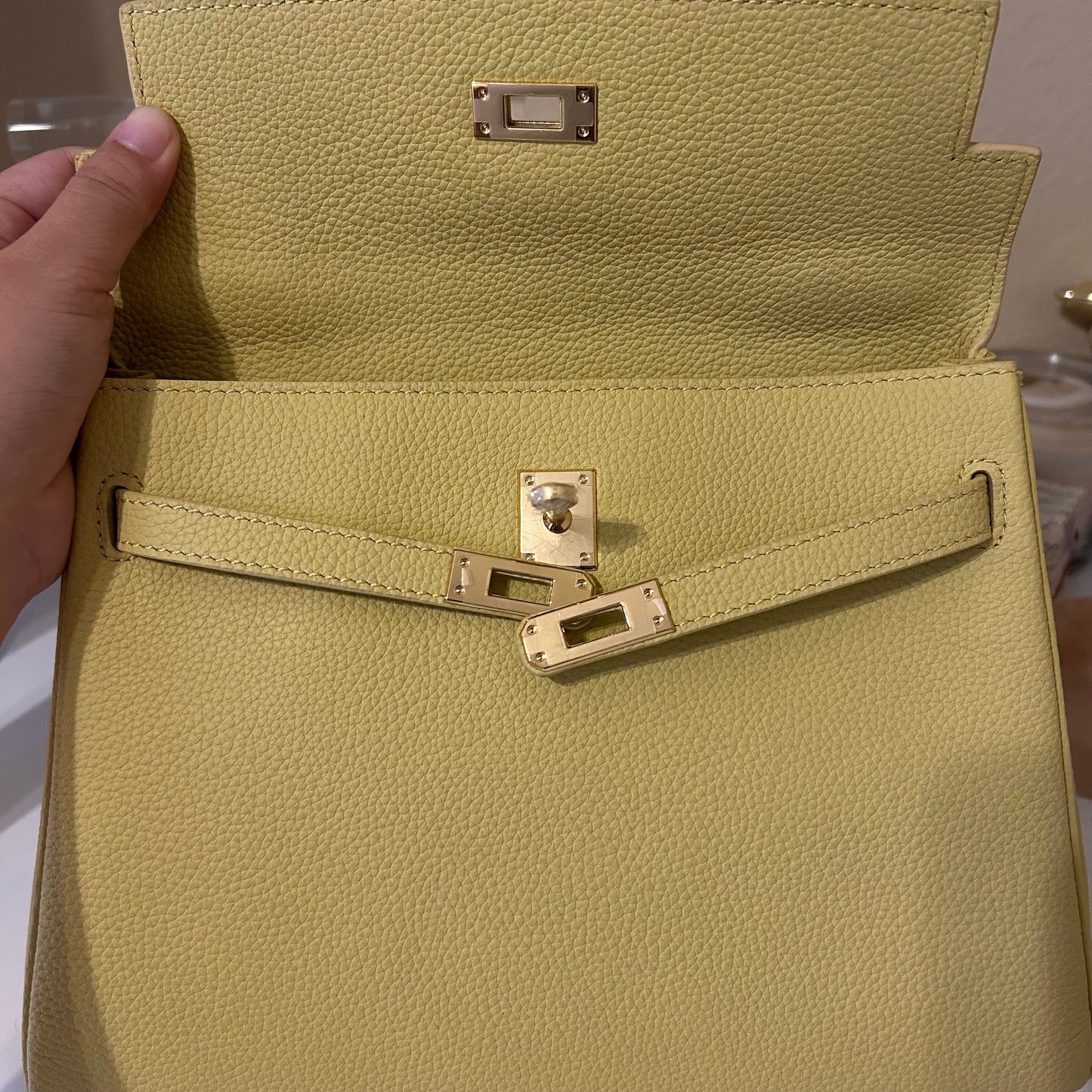 Top Handle Belted Satchel 25cm Light Yellow