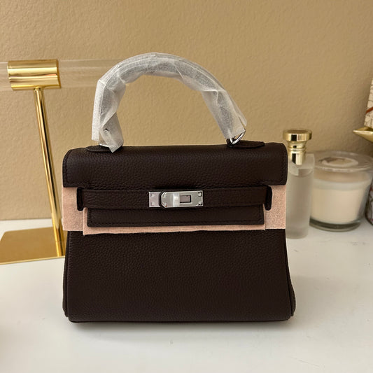 Top Handle Leather Satchel 20cm Ebene