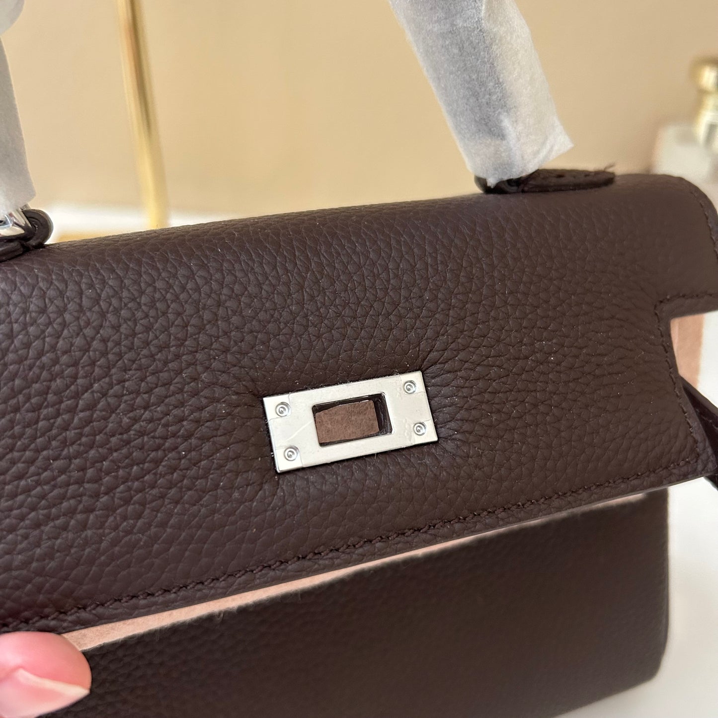 Top Handle Leather Satchel 20cm Ebene