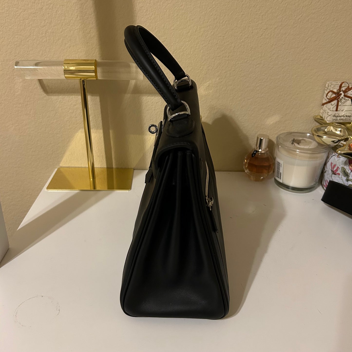 Lakis Style Leather Satchel 28cm Black