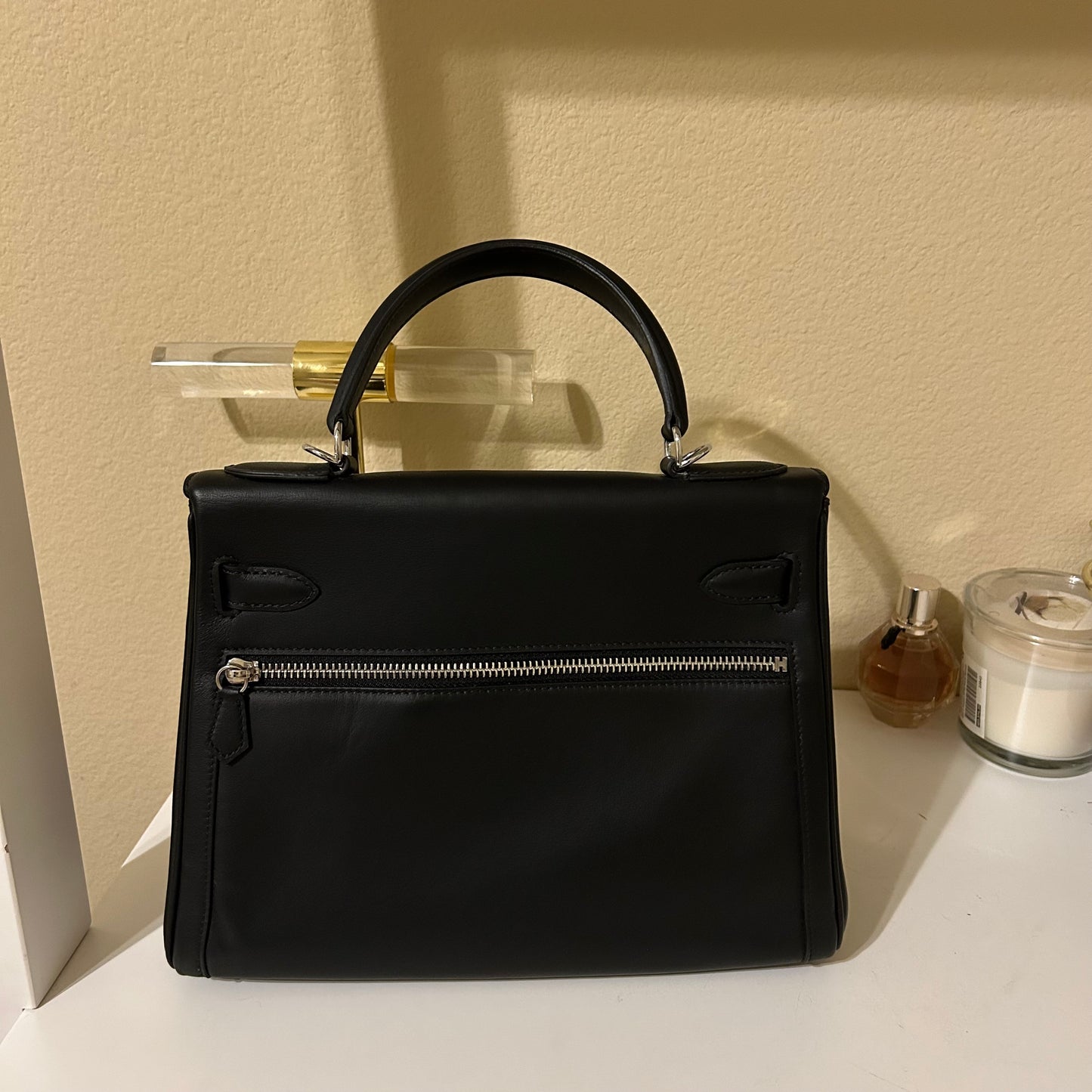 Lakis Style Leather Satchel 28cm Black