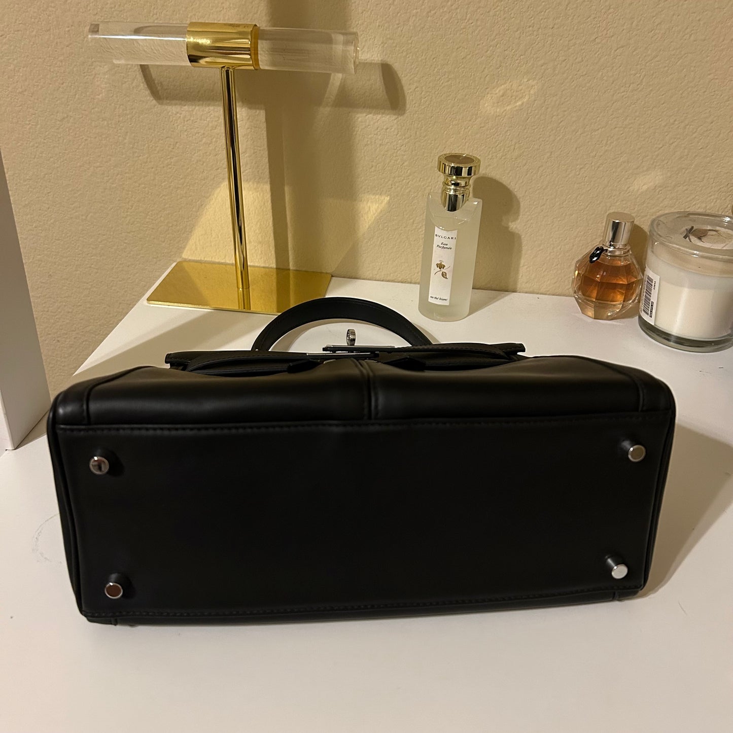 Lakis Style Leather Satchel 28cm Black