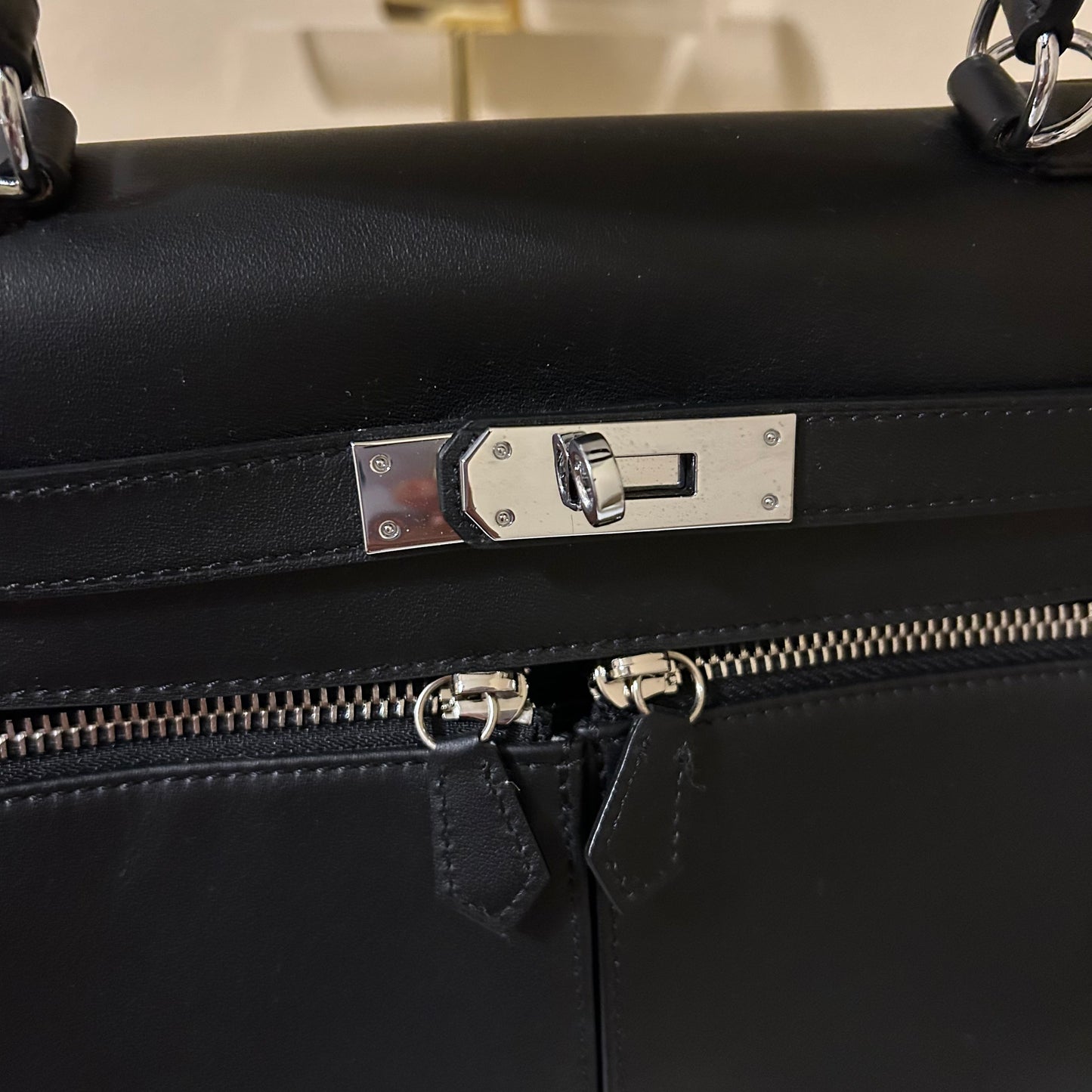 Lakis Style Leather Satchel 28cm Black