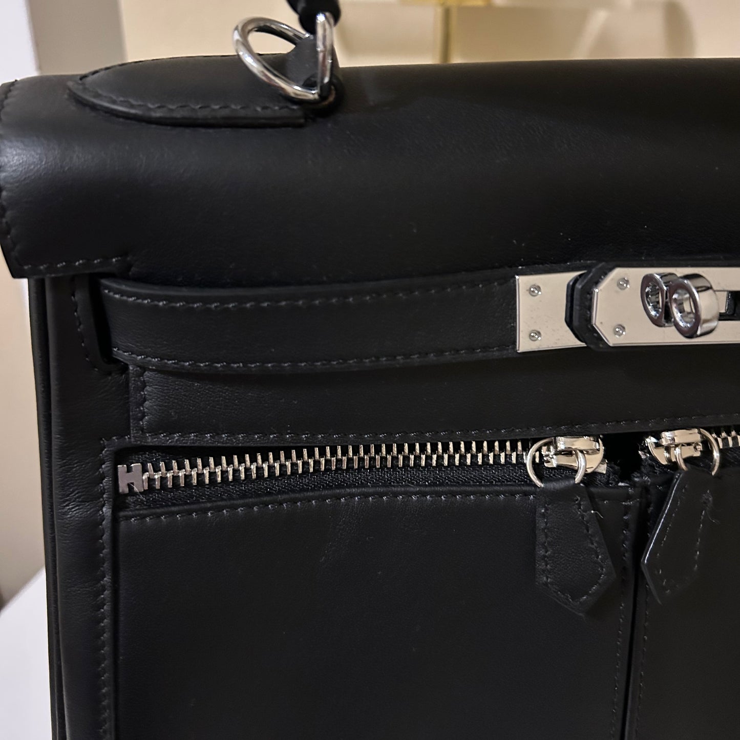 Lakis Style Leather Satchel 28cm Black