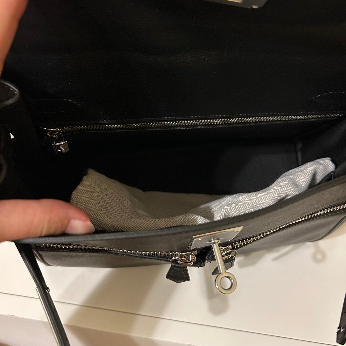 Lakis Style Leather Satchel 28cm Black