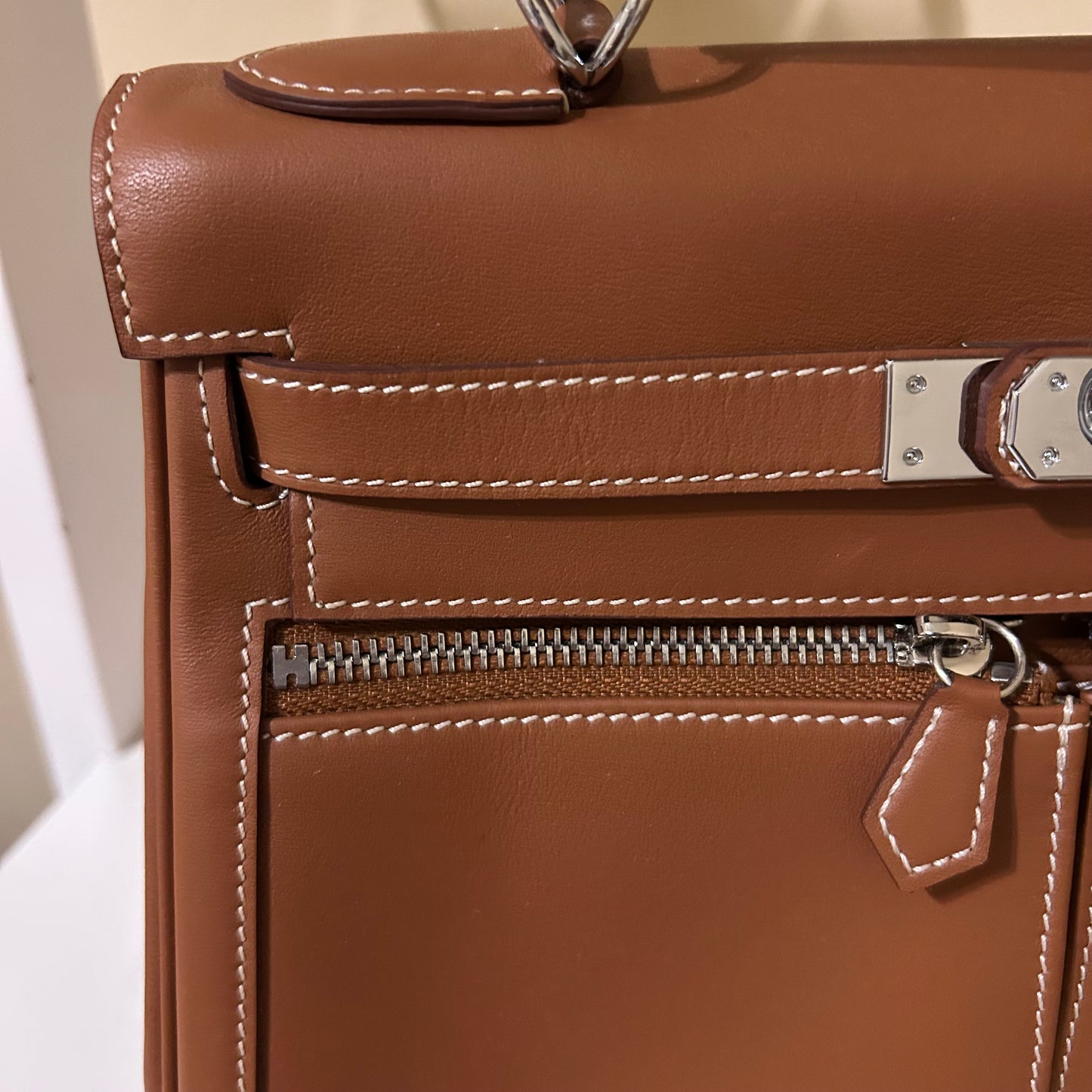 Lakis Style Leather Satchel 28cm Brown