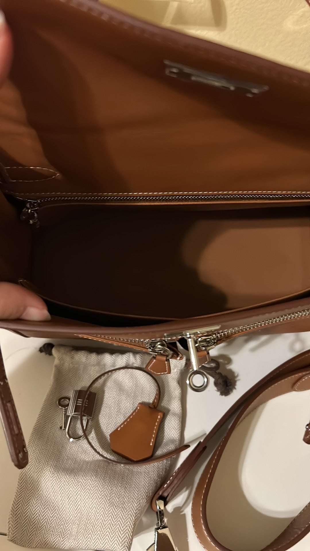 Lakis Style Leather Satchel 28cm Brown