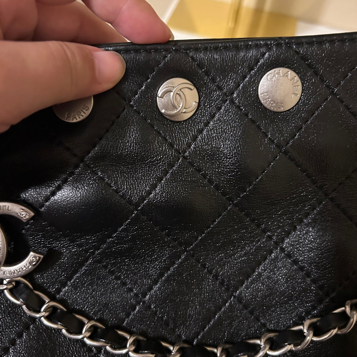CC Black Lambskin Bucket Bag