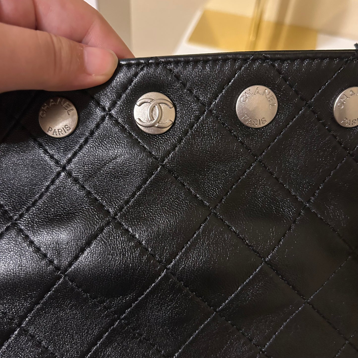 CC Black Lambskin Bucket Bag