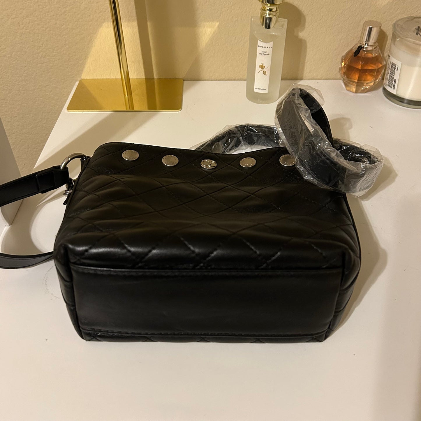 CC Black Lambskin Bucket Bag