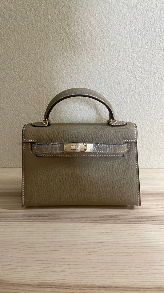 Top Handle Epsom Leather Satchel 19cm Etaupe