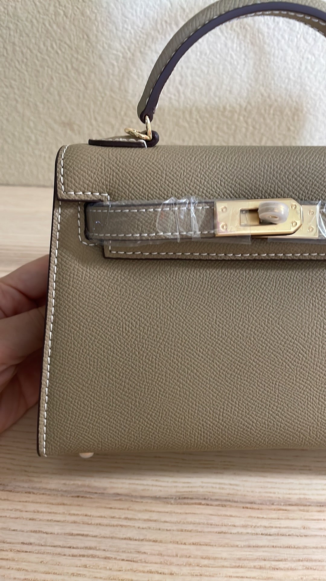 Top Handle Epsom Leather Satchel 19cm Etaupe