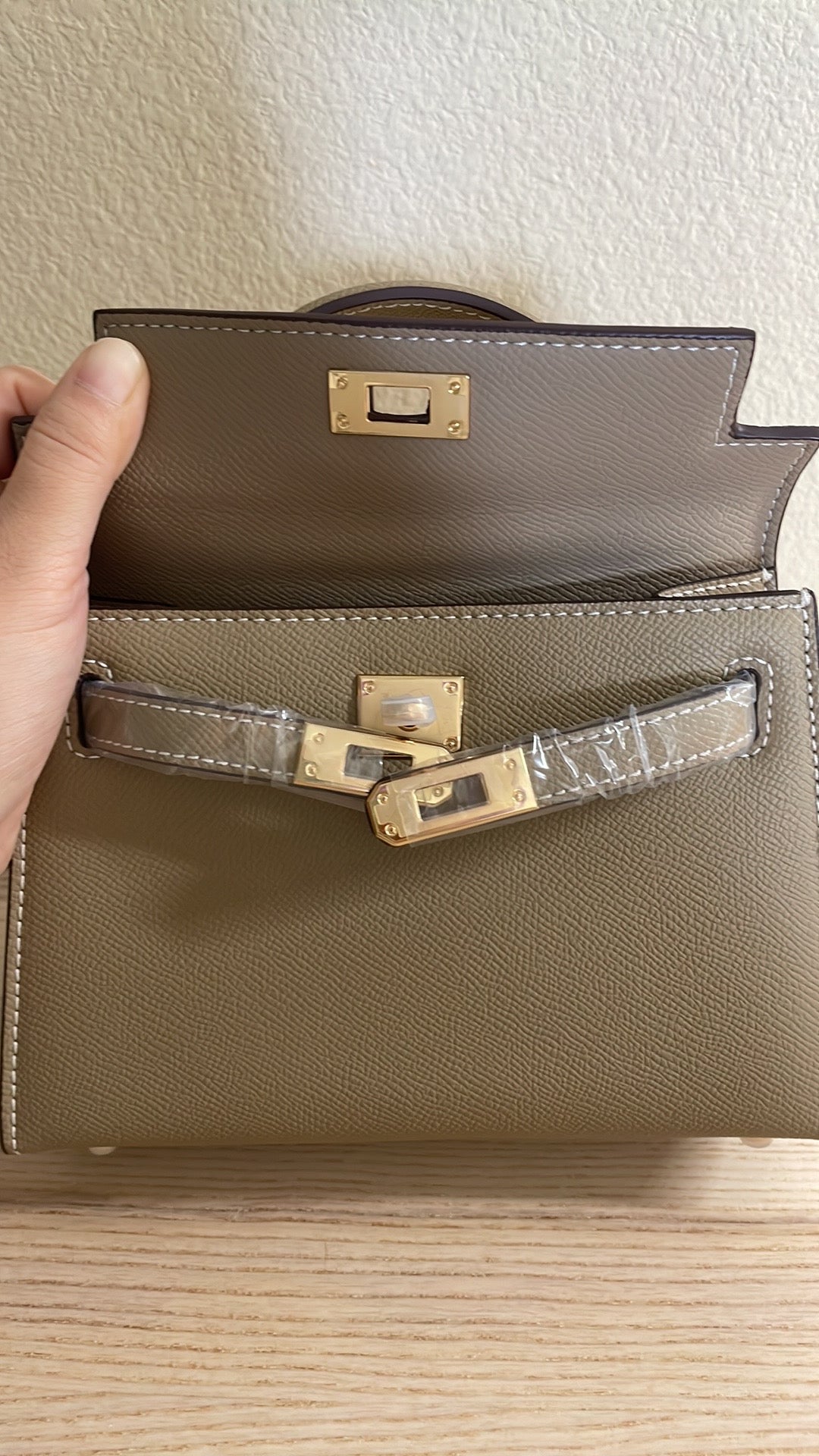Top Handle Epsom Leather Satchel 19cm Etaupe