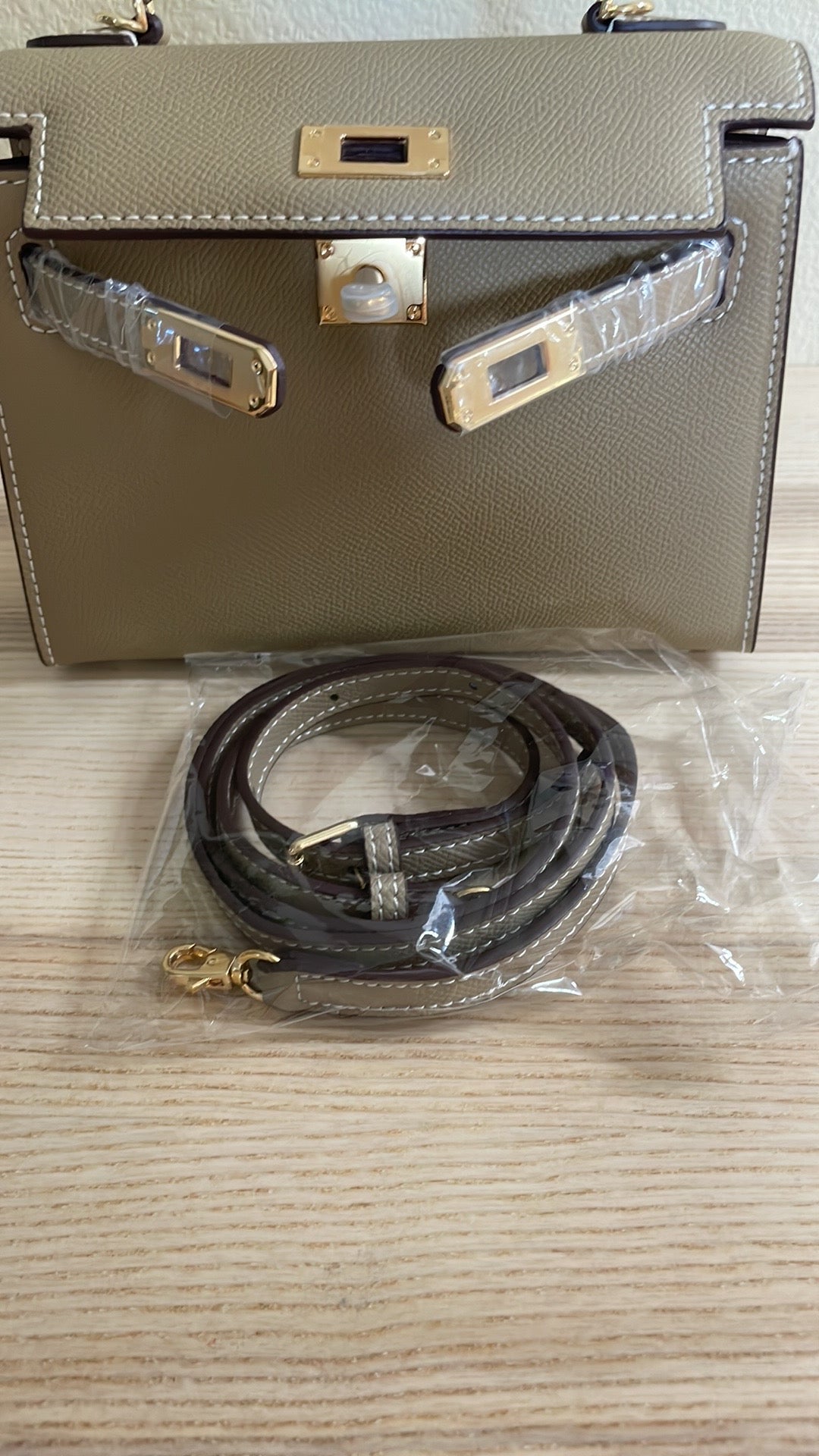Top Handle Epsom Leather Satchel 19cm Etaupe