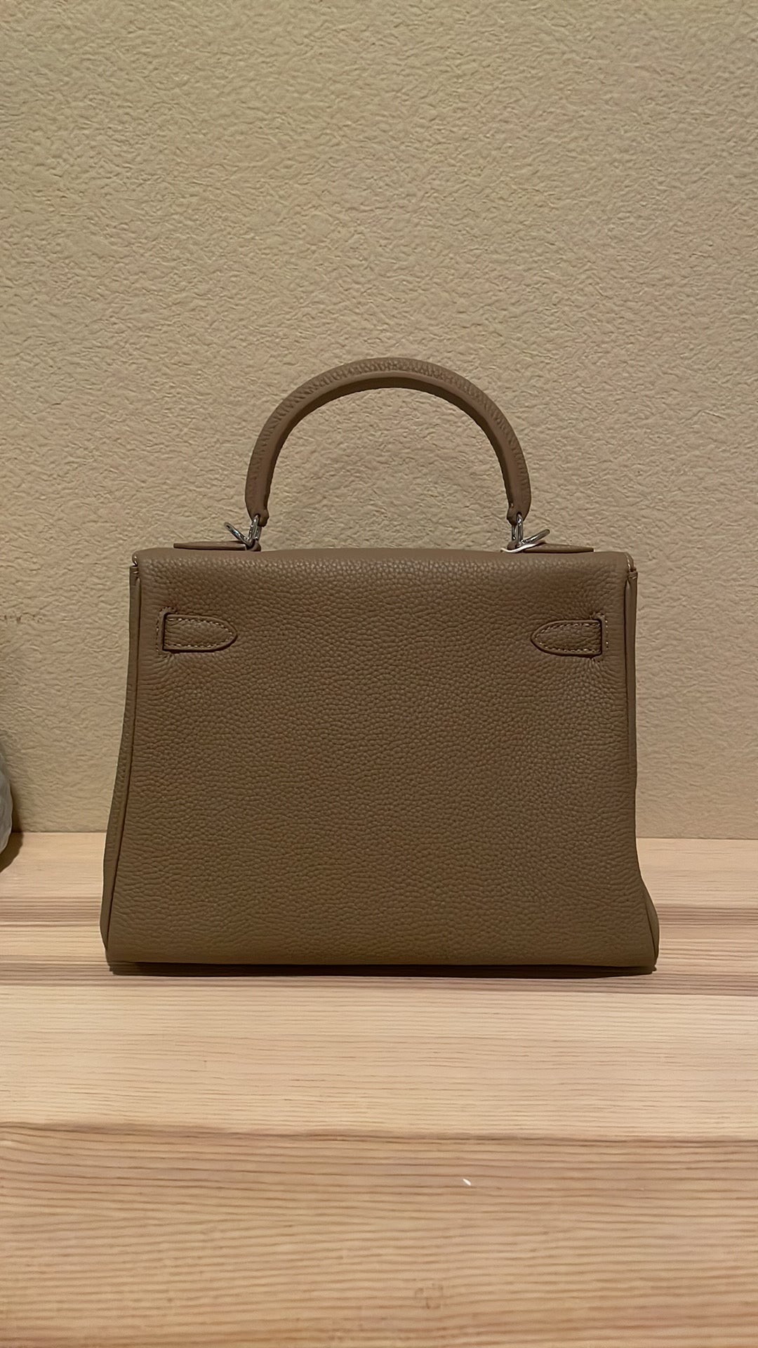 Top Handle Leather Satchel 28cm Trench Gray
